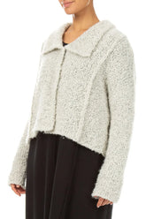 Collar Mélange Pearl Alpaca Wool Cardigan 3