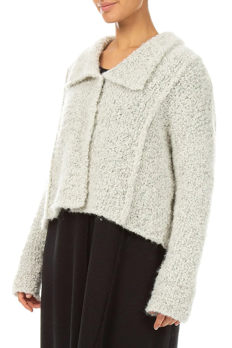 Collar Mélange Pearl Alpaca Wool Cardigan 3