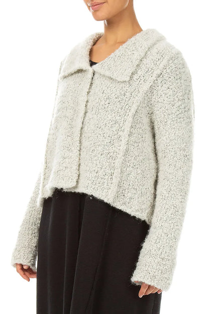 Collar Mélange Pearl Alpaca Wool Cardigan 3