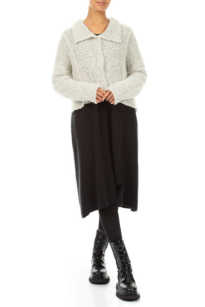 Collar Mélange Pearl Alpaca Wool Cardigan 4