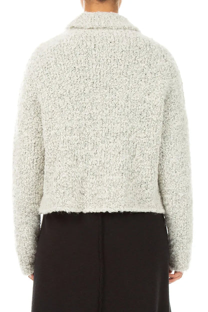 Collar Mélange Pearl Alpaca Wool Cardigan 2