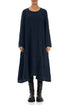 Side Buttons Royal Blue Mélange Linen Dress 1
