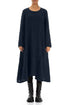 Side Buttons Royal Blue Mélange Linen Dress 1