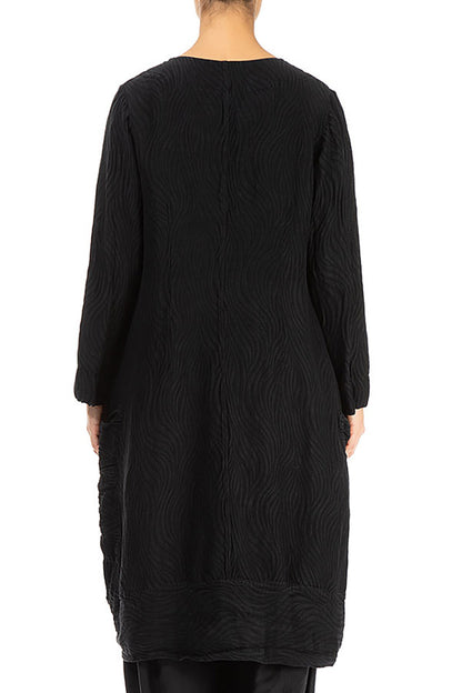 Side Closure Waves Black Silk Jacket 2