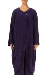 Side Closure Waves Royal Purple Silk Jacket 1