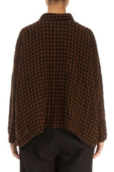 Side Pocket Aged Copper Check Linen Shirt 2