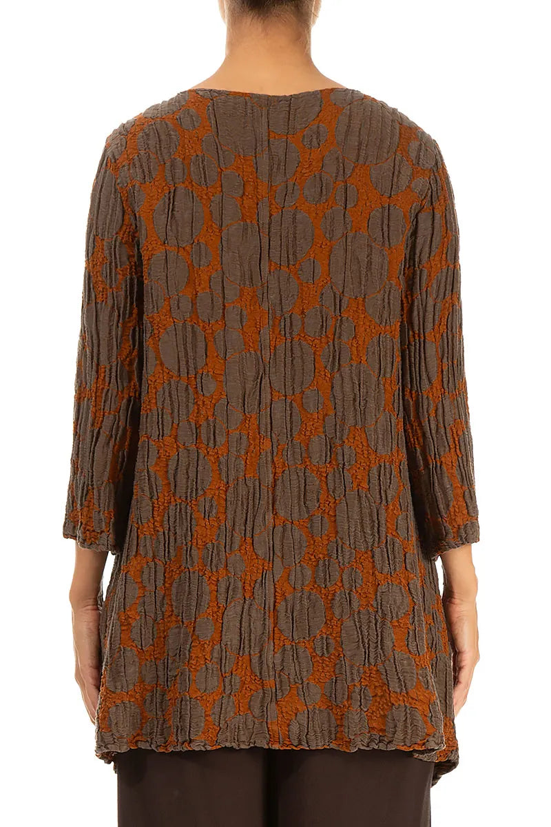 Side Pocket Aged Copper Circle Silk Linen Tunic 2