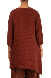Side Pocket Asymmetric Crinkled Saffron Silk Tunic 2