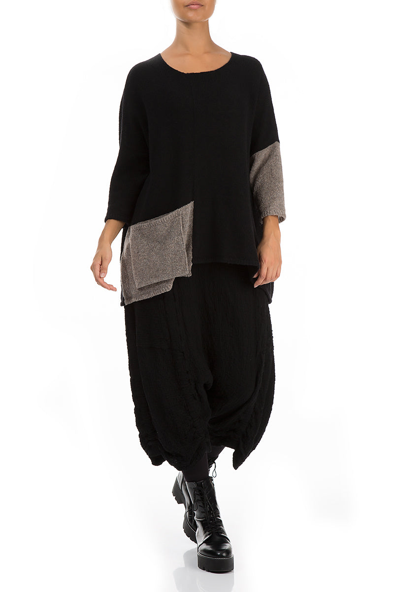 Side Pocket Black &amp; Light Brown Sweater 5