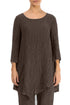 Side Pocket Crinkled Forest Brown Silk Tunic 1