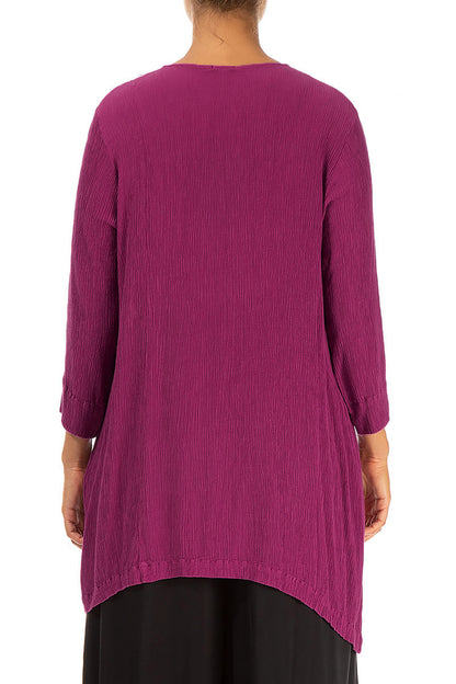 Side Pocket Crinkled Magenta Silk Viscose Tunic