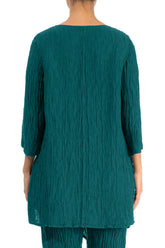 Side Pocket Crinkled Peacock Silk Tunic 2