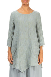 Side Pocket Crinkled Pistachio Silk Tunic 1