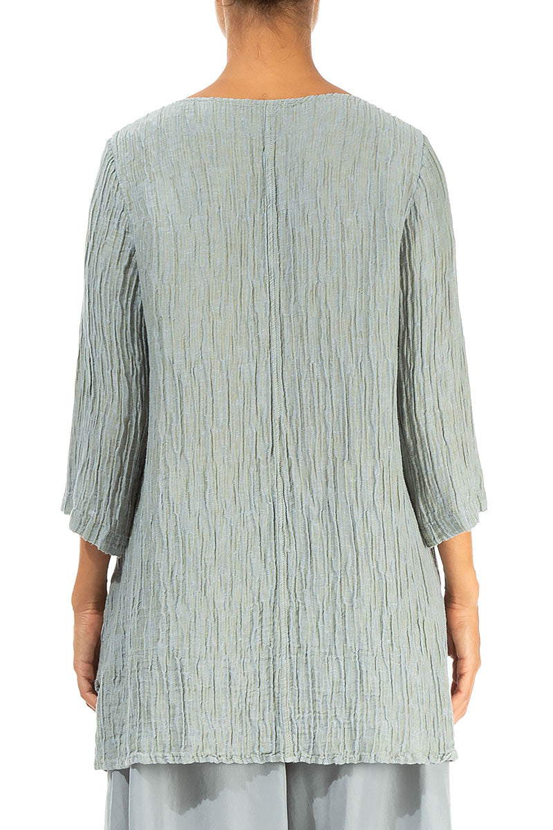 Side Pocket Crinkled Pistachio Silk Tunic 2