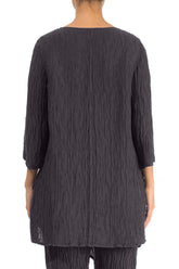 Side Pocket Crinkled Slate Blue Silk Tunic 2