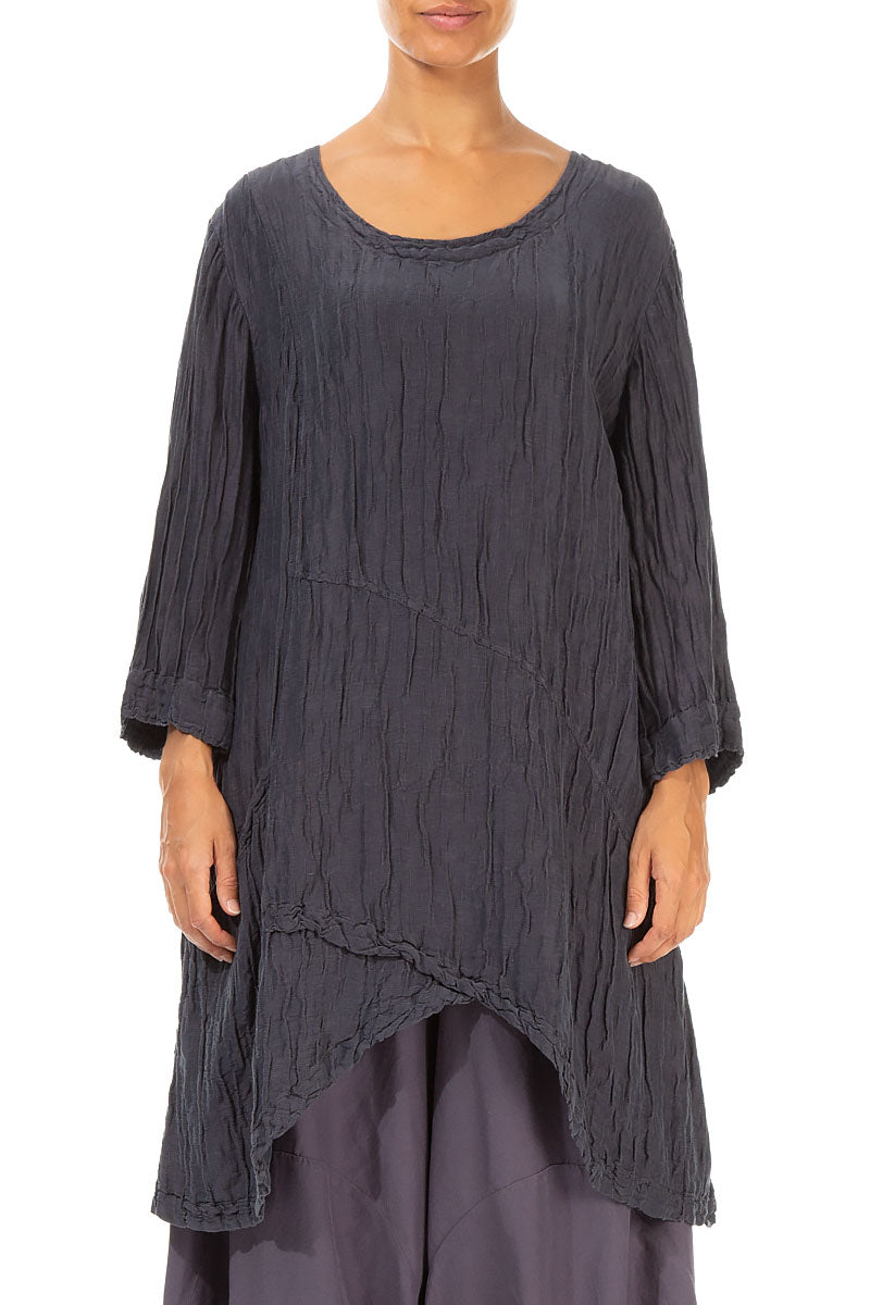 Side Pocket Crinkled Violet Silk Tunic