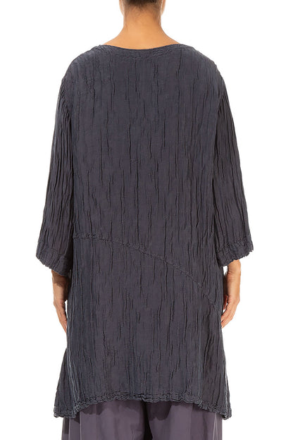 Side Pocket Crinkled Violet Silk Tunic