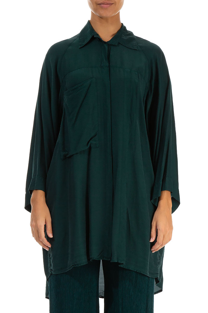 Side Pocket Emerald Silk Bamboo Shirt