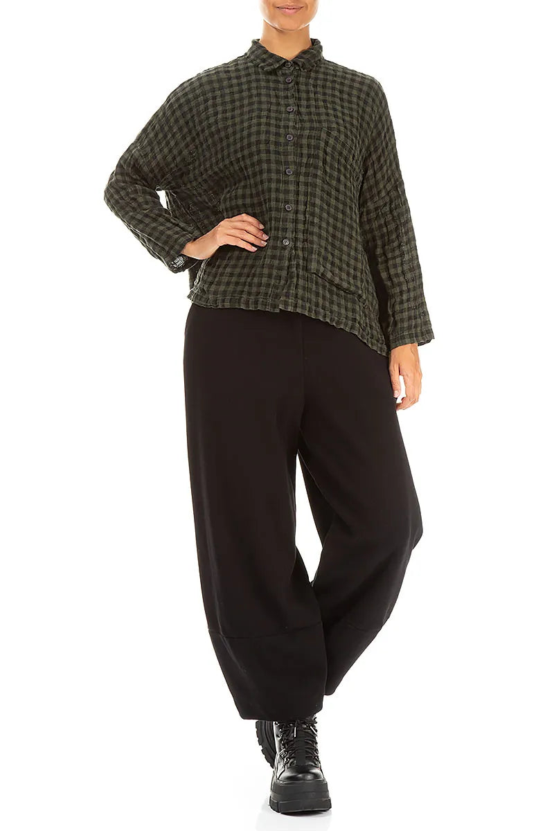 Side Pocket Forest Mist Check Linen Shirt 4