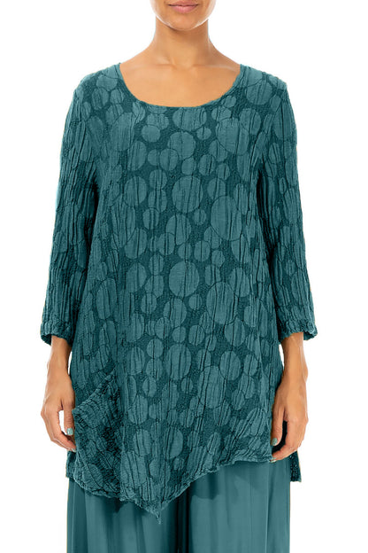 Side Pocket Peacock Circle Silk Linen Tunic 1