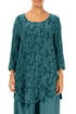 Side Pocket Peacock Circle Silk Linen Tunic 1