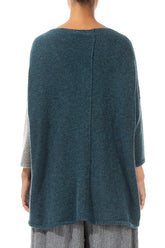 Side Pocket Light Grey & Teal Wool Sweater 2
