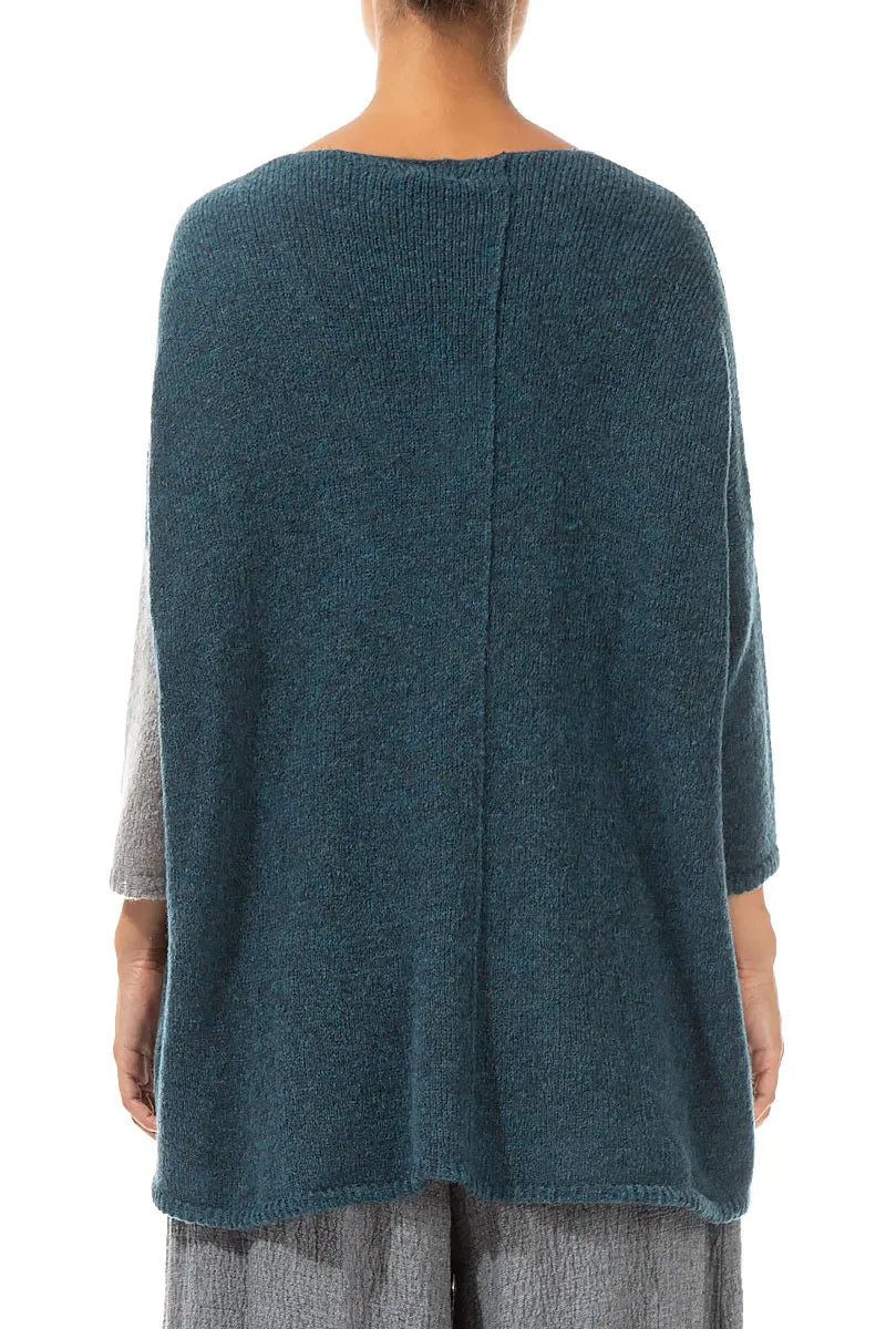 Side Pocket Light Grey &amp; Teal Wool Sweater 2