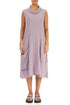 Side Pocket Lilac Textured Linen Dress 1