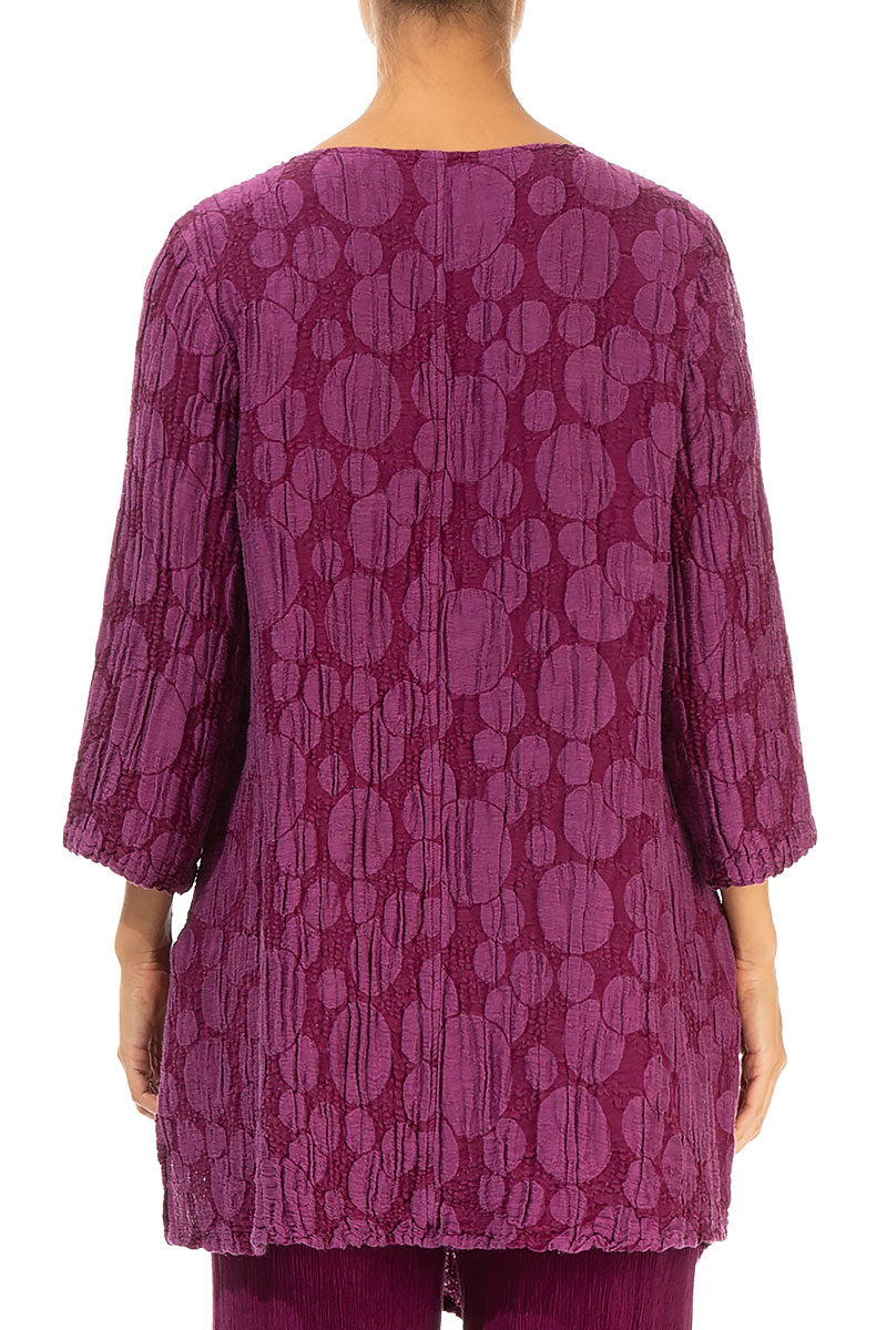 Side Pocket Magenta Circle Silk Linen Tunic