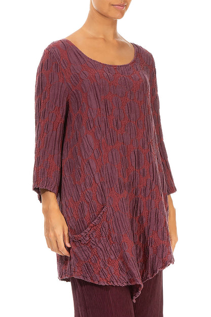 Side Pocket Merlot Circle Silk Linen Tunic