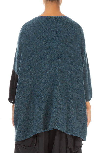 Side Pocket Teal &amp; Black Sweater 2