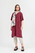 Side Pocket V-Neck Antique Ruby Linen Dress 1