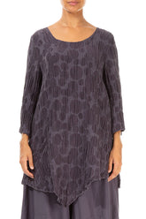 Side Pocket Vintage Violet Circle Silk Linen Tunic 1