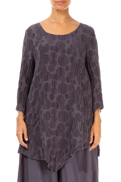 Side Pocket Vintage Violet Circle Silk Linen Tunic 1