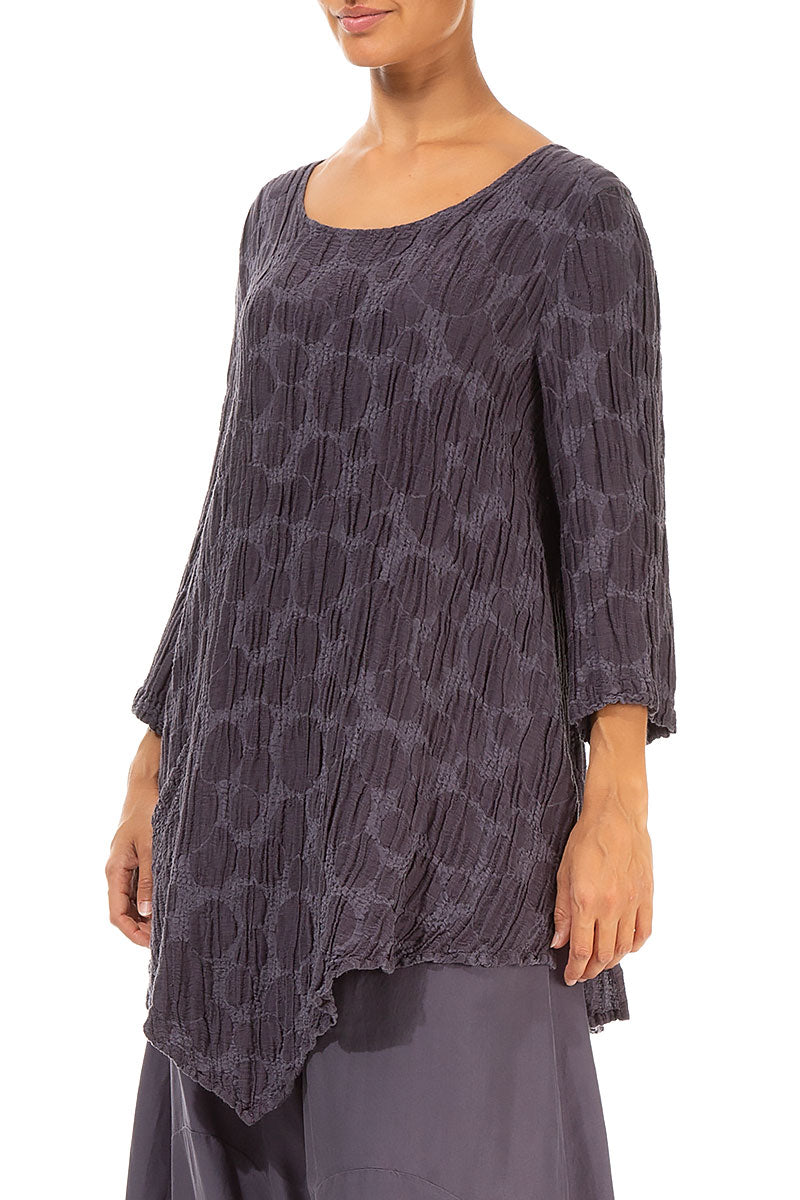 Side Pocket Vintage Violet Circle Silk Linen Tunic 3