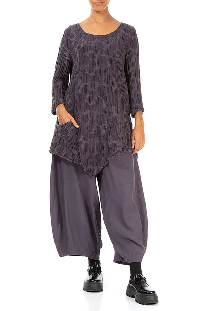 Side Pocket Vintage Violet Circle Silk Linen Tunic 4