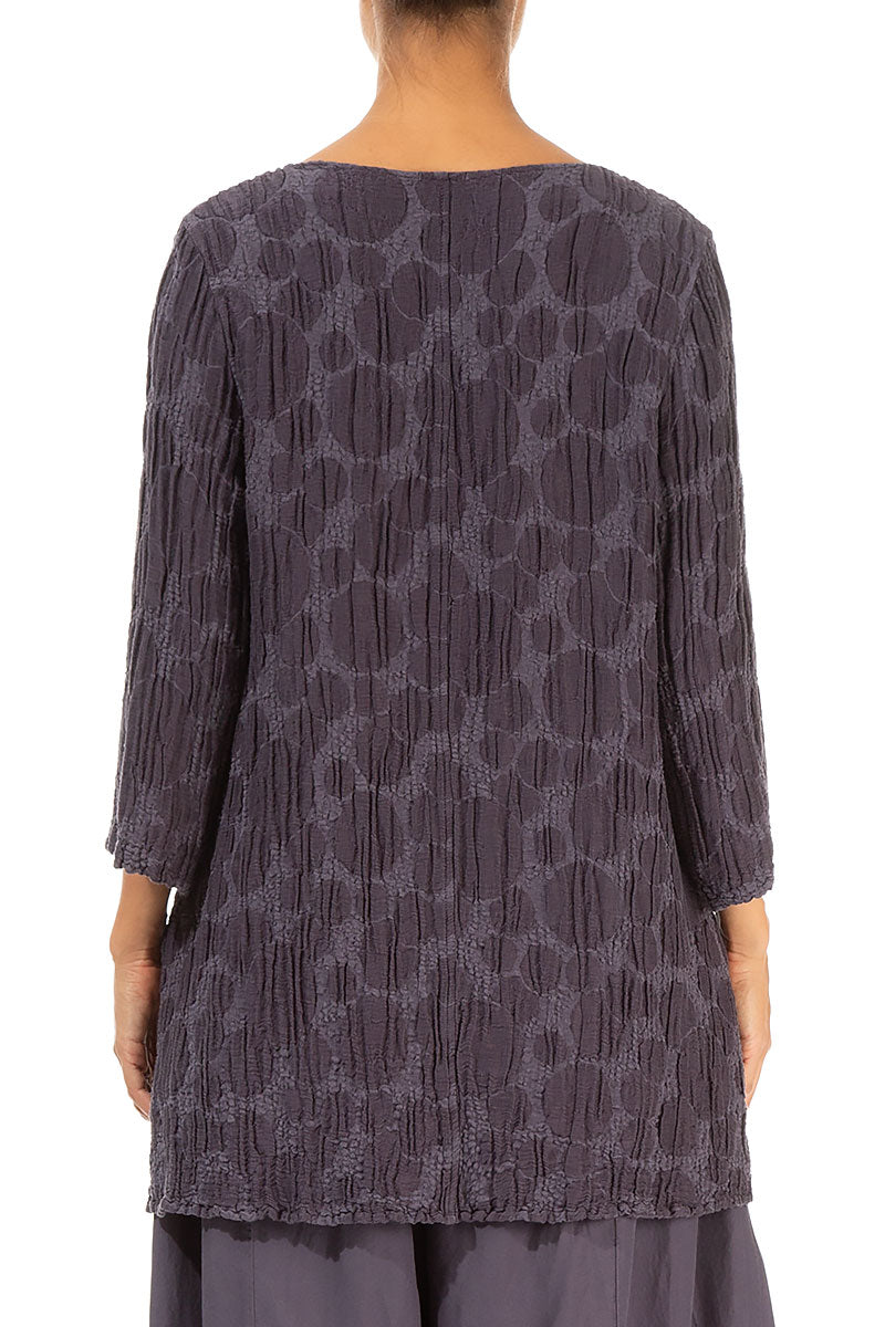 Side Pocket Vintage Violet Circle Silk Linen Tunic 2