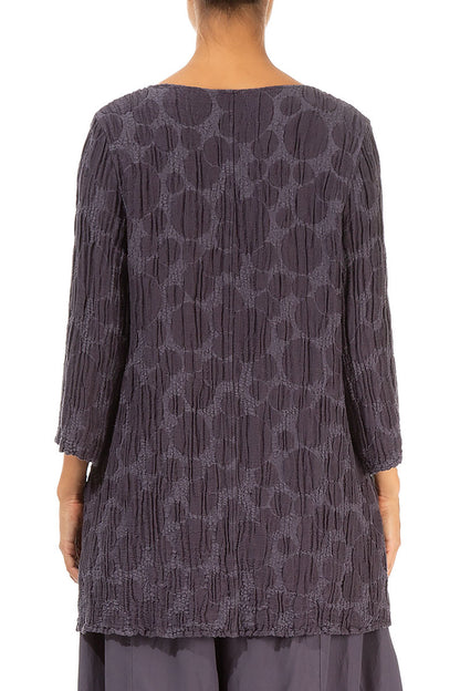 Side Pocket Vintage Violet Circle Silk Linen Tunic 2