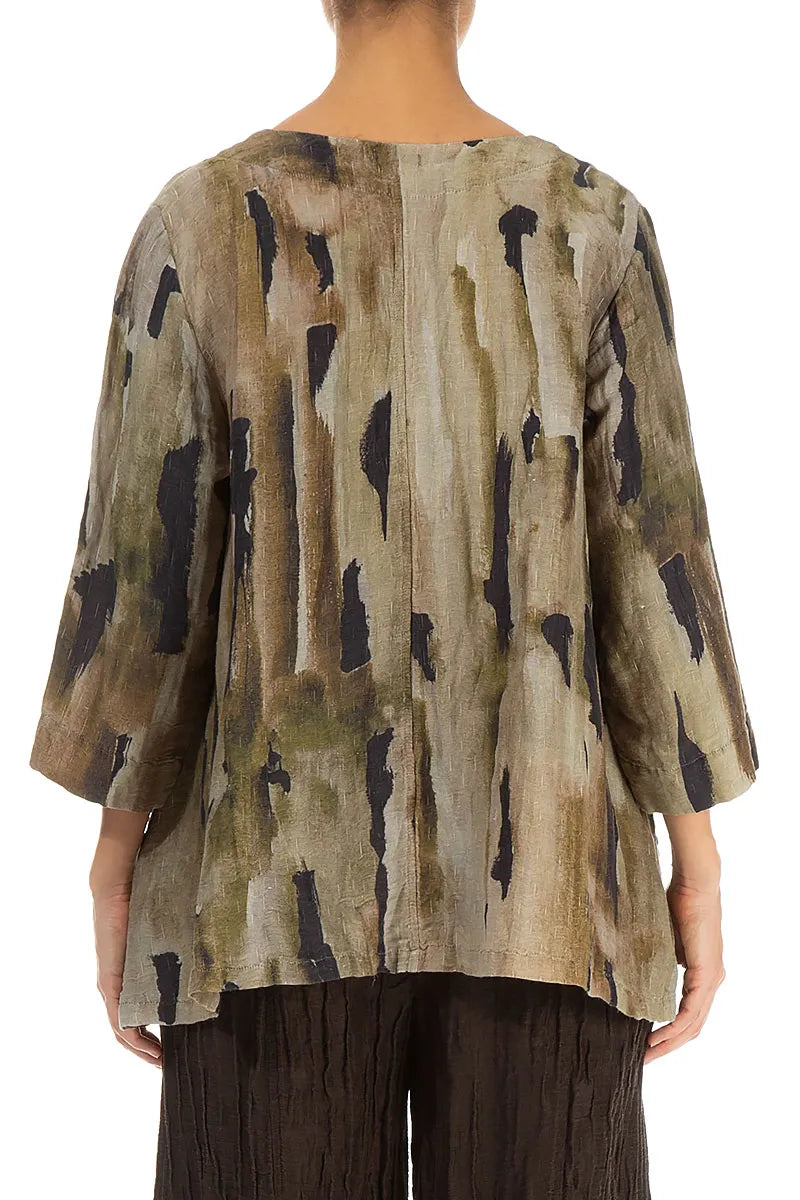 Side Pockets Crinkled Terra Silk Linen Blouse 2