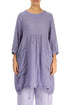 Side Pockets Dark Lilac Gauze Linen Tunic 1