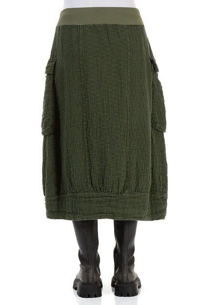 Side Pockets Forest Mist Textured Linen Skirt 2