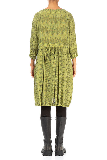 Side Pockets Lime Textured Linen Tunic Dress