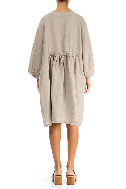 Tunika-Leinenkleid mit Seitentaschen