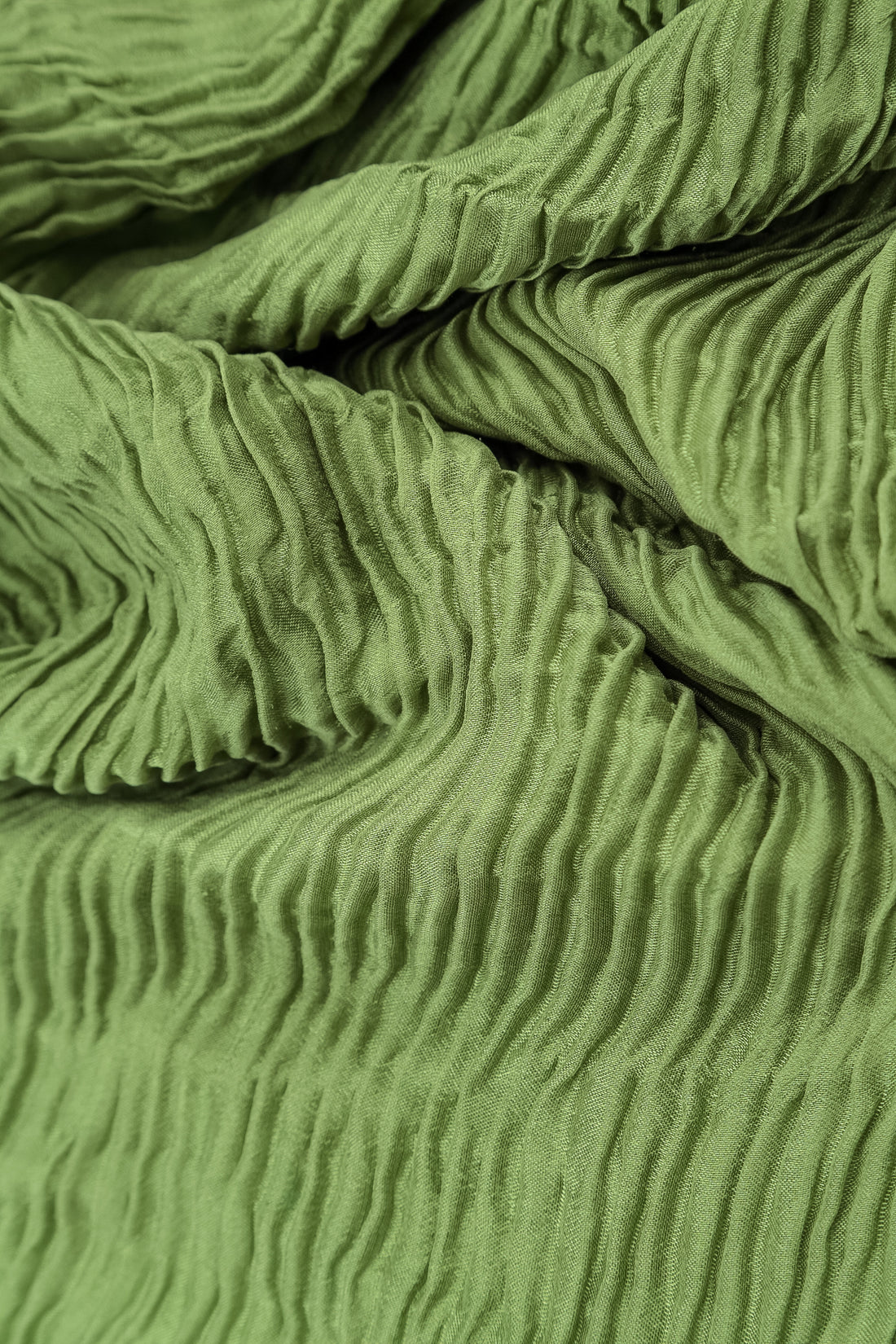Side Pockets Shamrock Green Plissé Silk Blouse 5