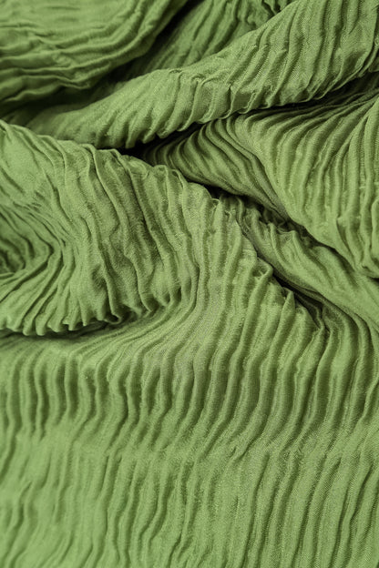 Blouse en soie plissée Vert trèfle à poches latérales