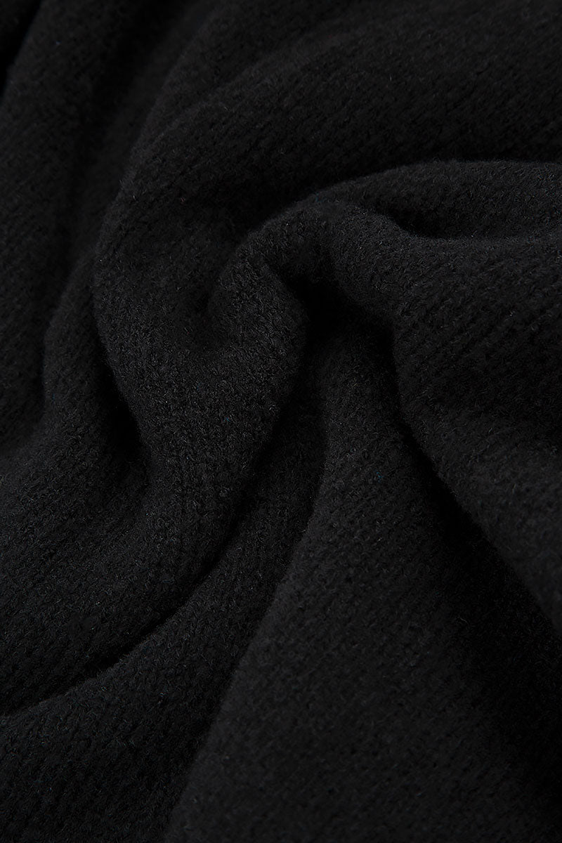 Side Split Black Wool Sweater