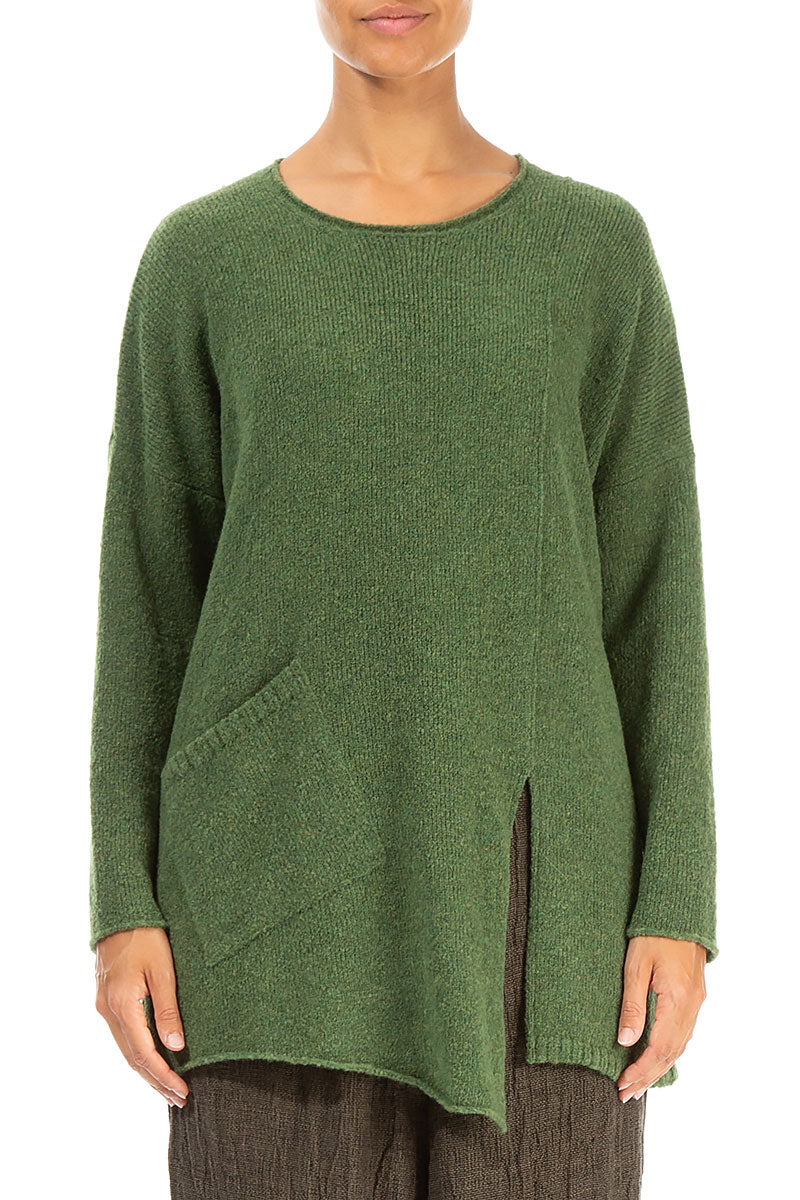 Side Split Dark Sage Wool Sweater