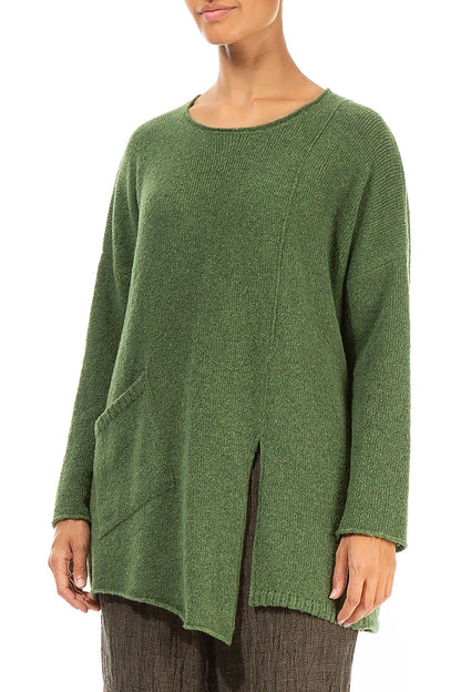 Side Split Dark Sage Wool Sweater