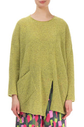 Side Split Golden Lime Wool Sweater 1