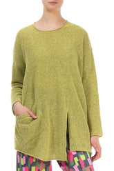 Side Split Golden Lime Wool Sweater 3